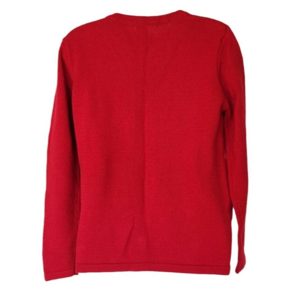 Holiday Time Sweater Womans Sz S Vtg Red Reindeer Falalalala Christmas - Picture 3 of 11